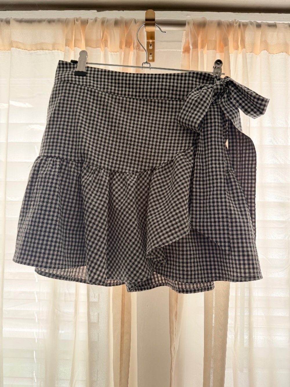 Francesca’s Black & White Gingham Ruffle Skort